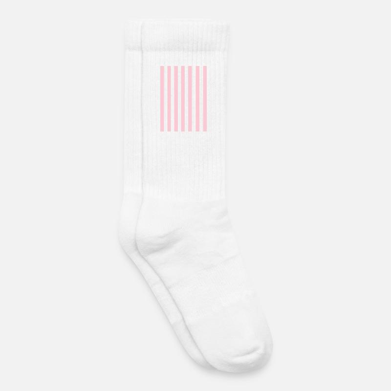 Stripes - pink white personalizable - Kids Tennis Socks - white