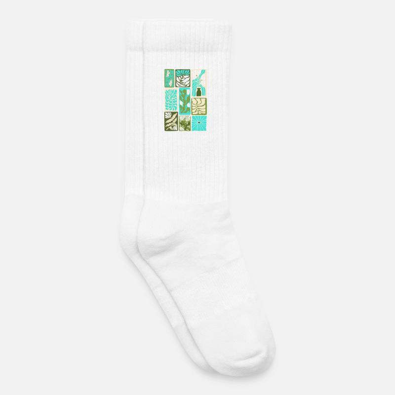 Farbenfrohes botanisches Mosaik - Kinder Tennissocken - Weiß