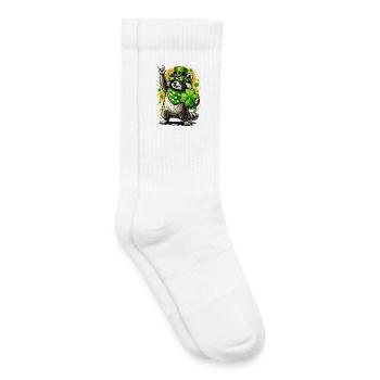 Waschbär St Patricks Day Kleeblatt Lustig - Kinder Tennissocken - Weiß - Rechts