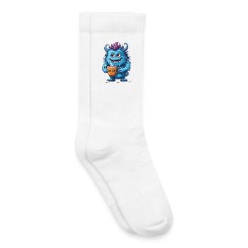 Kaffeemonster  - Koffein Zombie - Morgenmuffel - Kinder Tennissocken - Weiß - Rechts