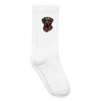 Geometrischer Labrador Dog Moderner Buntglas-Stil - Kinder Tennissocken - Weiß - Rechts