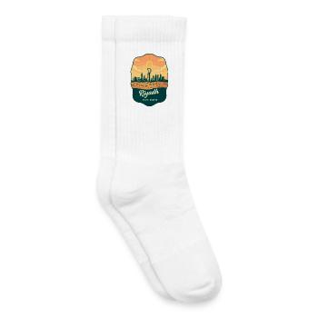 Badge de voyage rétro Sunset du Centre du Royaume de Riyad - Chaussettes de tennis bio enfant - blanc - Droite