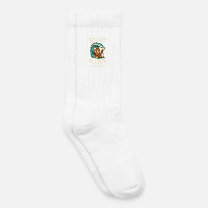 Compagnon de surf, ami sur la planche de surf - Chaussettes de tennis bio enfant - blanc