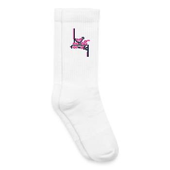Keep Moving Forward Pink Statement Shirt - Kids Tennis Socks - white - Right