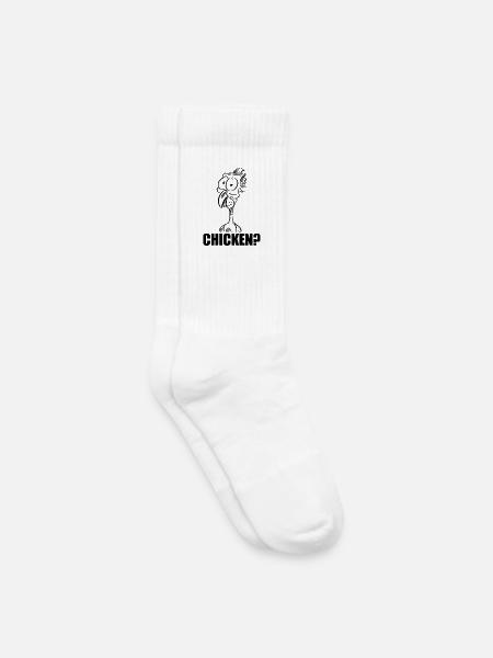 CHICKEN? Verdutzter Chicken Hühnerkopf – Humor - Kinder Tennissocken - Weiß