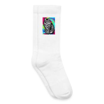 chat - Chaussettes de tennis bio enfant - blanc - Droite