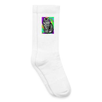 cat - Kids Tennis Socks - white - Right