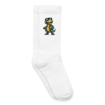 Dinosaur T-Rex Comic Holiday - Chaussettes de tennis bio enfant - blanc - Droite