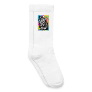 chat - Chaussettes de tennis bio enfant - blanc - Droite