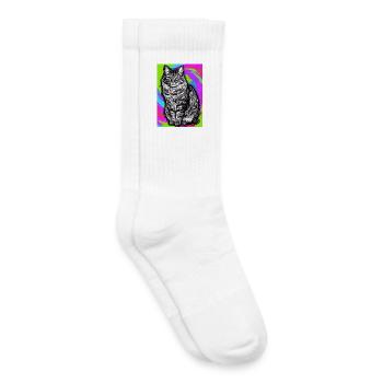 chat - Chaussettes de tennis bio enfant - blanc - Droite