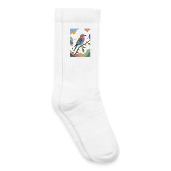 Design de rouleau poitrine lilas oiseau coloré - Chaussettes de tennis bio enfant - blanc - Droite