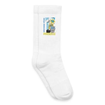 Marseille Poiscaille Fraîche Cartoon - Chaussettes de tennis bio enfant - blanc - Droite