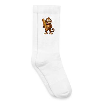 Affe mit Baguette - Kinder Tennissocken - Weiß - Rechts