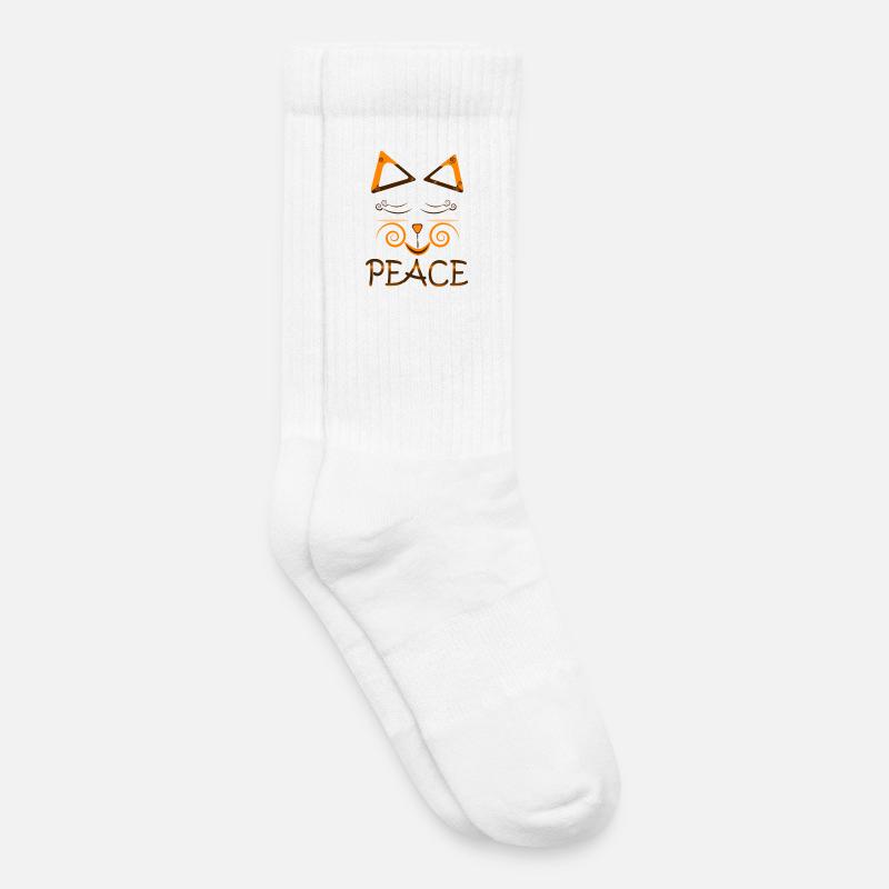 Peace Cat – Süßes Katzendesign mit Spiralaugen - Kinder Tennissocken - Weiß