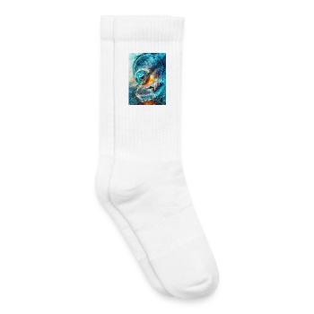 Anneau Spatial Bleu avec Feu - Chaussettes de tennis bio enfant - blanc - Droite