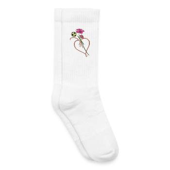 Fleur en cœur avec ballon de football - Chaussettes de tennis bio enfant - blanc - Droite