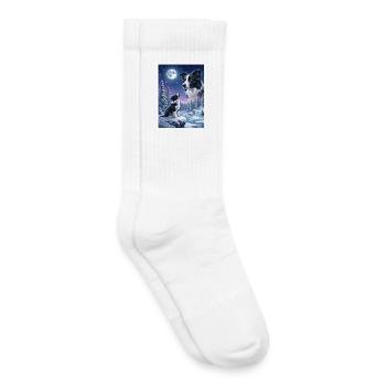 Howling to the Moon Meme Dog Border Collie - Kids Tennis Socks - white - Right