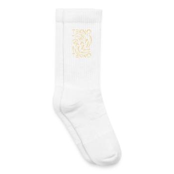Tekno Spirale -  Tenue Rave Party homme femme - Chaussettes de tennis bio enfant - blanc - Droite