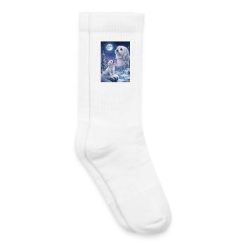 Howling to the Moon Meme Dog Maltese - Kids Tennis Socks - white - Right