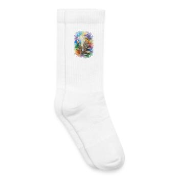 Vibrant Watercolor Floating Crystal Castle Art - Kinder Tennissocken - Weiß - Rechts