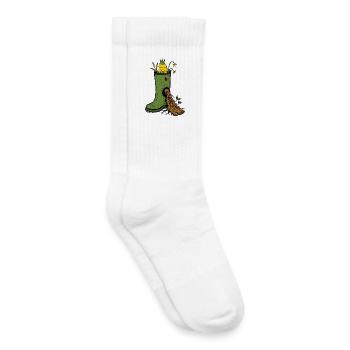 Frog King Rubber Boot Garden Doodle - Kids Tennis Socks - white - Right