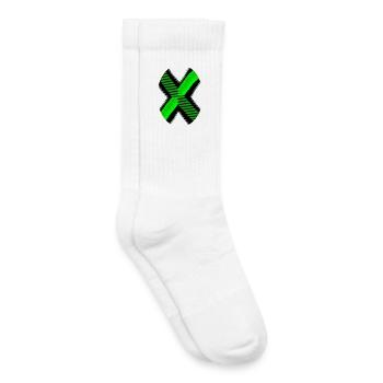 Neon X Pattern Green Black - Kids Tennis Socks - white - Right