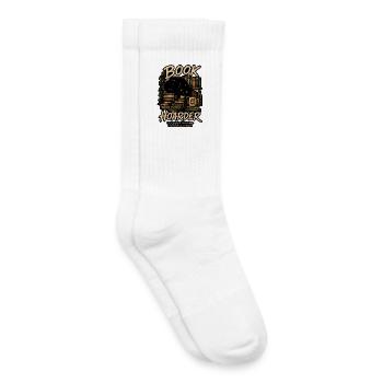 Book Hoarder Collection with Black Cat - Kids Tennis Socks - white - Right
