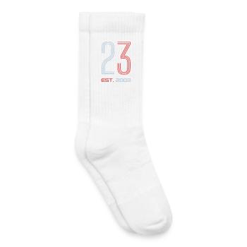 "23 Est. 2003" Geburtstagsdesign - Kinder Tennissocken - Weiß - Rechts