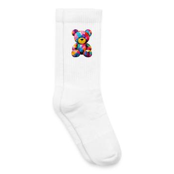 Colorful Teddy Bear in Pop Art Style - Kids Tennis Socks - white - Right