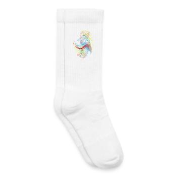 Rainbow Spiral Neon Pattern - Kids Tennis Socks - white - Right