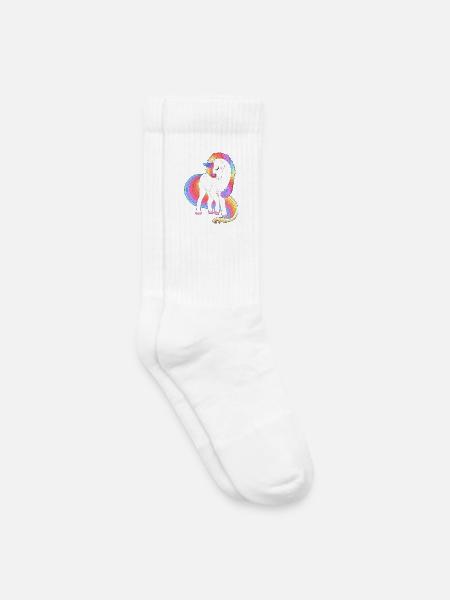 Verzaubertes Regenbogenmähnen-Einhorn - Kinder Tennissocken - Weiß