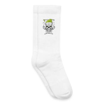 Crâne de Noël vert - Chaussettes de tennis bio enfant - blanc - Droite