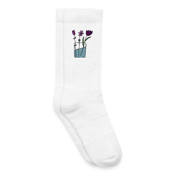 Flowers in clay pot design - Kids Tennis Socks - white - Right