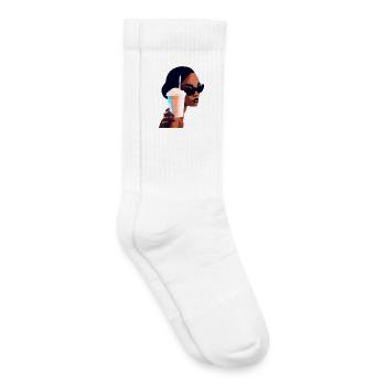 Vibrant Summer Drink Woman Illustration - Kids Tennis Socks - white - Right