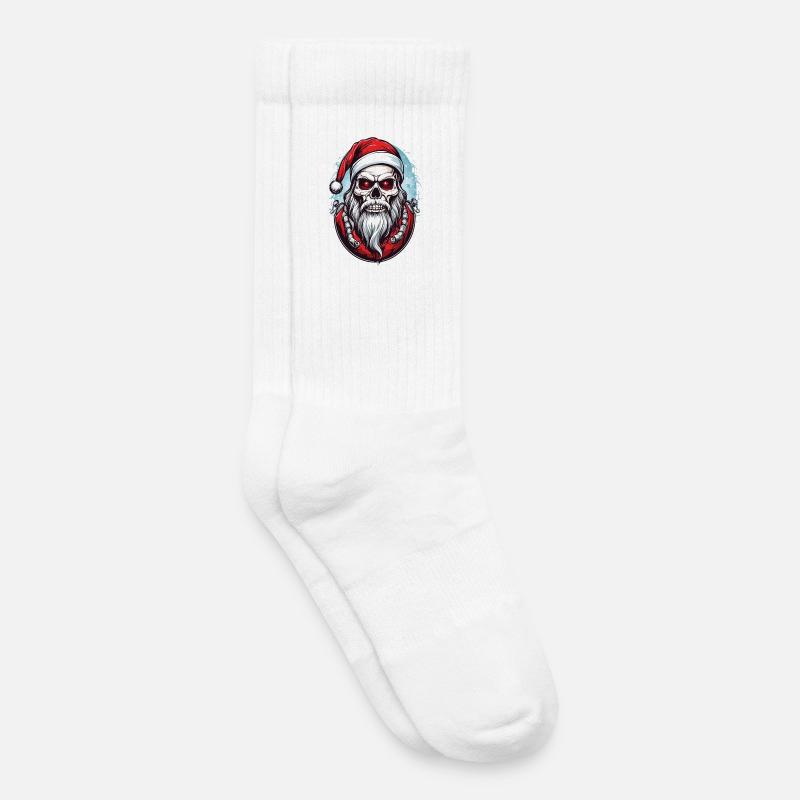 Totenkopf Weihnachtsmann - Kinder Tennissocken - Weiß