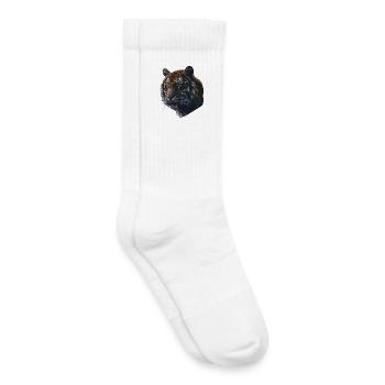 Wildcat Pet Portrait on Premium Fabric - Kids Tennis Socks - white - Right