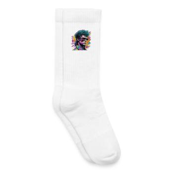 Retro Pop Art Portrait auf buntem Hintergrund - Kinder Tennissocken - Weiß - Rechts