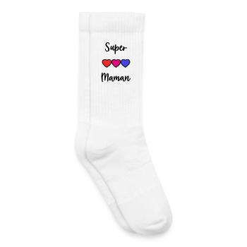 SUPER MAMAN - Chaussettes de tennis bio enfant - blanc - Droite