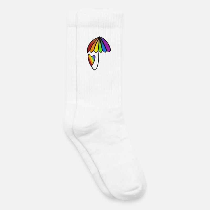 Regenbogen Herz mit Schirm - Kinder Tennissocken - Weiß