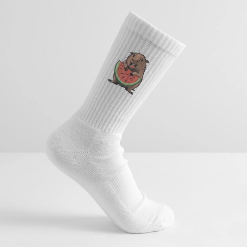 Capybara mangeant de la pastèque Chaussettes de tennis bio enfant