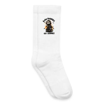 Flaming Grim Reaper with Coffee - Kids Tennis Socks - white - Right
