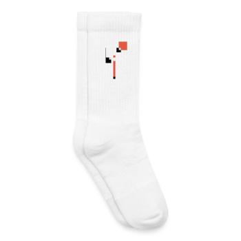 Square Poetry in Coral Red - Kids Tennis Socks - white - Right