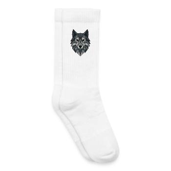 Geometric Wolf Portrait for Apparel - Kids Tennis Socks - white - Right