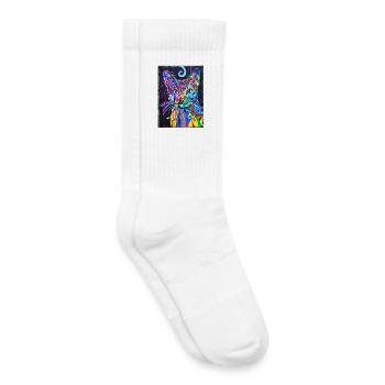 Portrait de chat au design psychédélique Pop Art - Chaussettes de tennis bio enfant - blanc - Droite