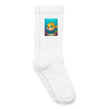 Poisson-globe – poisson venimeux dans les récifs coralliens tropicaux - Chaussettes de tennis bio enfant - blanc - Droite