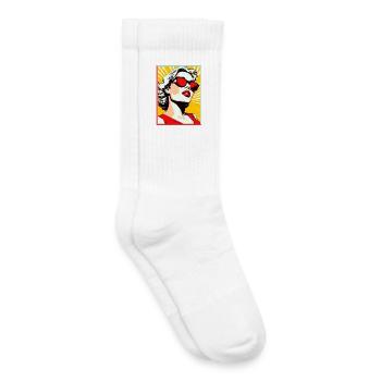 Pop Art Lady Sonnenbrille Sonnenstrahlen Retro - Kinder Tennissocken - Weiß - Rechts