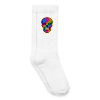 Regenbogen Skull Glitzer zu Halloween - Kinder Tennissocken - Weiß - Rechts