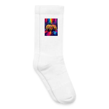 Bunte Tacos, die in einer leuchtenden Neon-Fiesta tanzen - Kinder Tennissocken - Weiß - Rechts