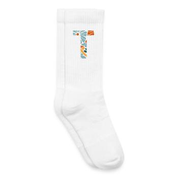 Lettre t fleurs groovy idée cadeau  - Chaussettes de tennis bio enfant - blanc - Droite