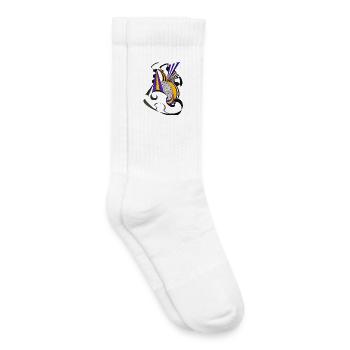 Geometrische Farbspirale Purple Yellow - Kinder Tennissocken - Weiß - Rechts